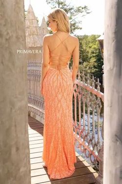 Style Andrina Primavera Orange Size 6 Floor Length Prom Black Tie Pageant Side slit Dress on Queenly
