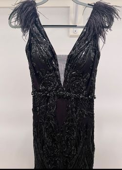 Jovani Black Size 10 Sequined Backless Straight Dress on Queenly