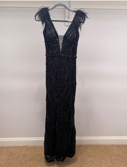 Jovani Black Size 10 Floor Length Straight Dress on Queenly