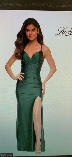 La Femme Green Size 6 Floor Length Side slit Dress on Queenly