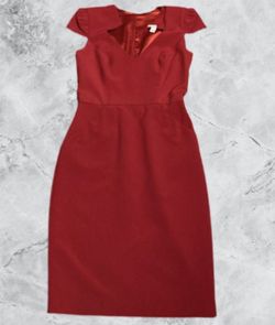 Boston Proper Red Size 6 Sleeves Interview Cap Sleeve Cocktail Dress on Queenly