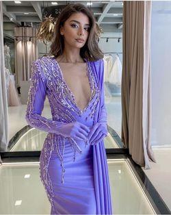 Atheleclass Purple Size 4 Floor Length Custom Free Shipping Mermaid Dress on Queenly