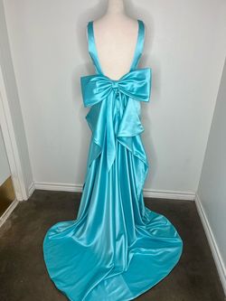 Sherri Hill Blue Size 2 Military Floor Length Straight Dress on Queenly