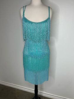 Sherri Hill Blue Size 6 Midi Teal Cocktail Dress on Queenly