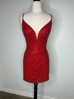 Sherri Hill Red Size 2 Black Tie Midi Cocktail Dress on Queenly