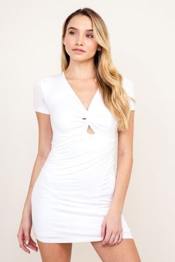 Style 78-182LDX Olivaceous White Size 4 Summer Tall Height Engagement Cocktail Dress on Queenly