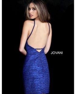 Jovani Blue Size 4 Jersey Prom Midi Cocktail Dress on Queenly