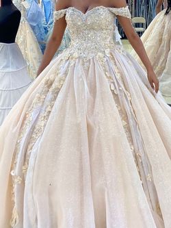 Mori Lee Gold Size 6 Ball gown on Queenly