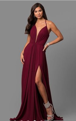 Faviana Red Size 00 Floor Length Black Tie Side slit Dress on Queenly