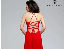 Faviana Pink Size 00 Black Tie Side slit Dress on Queenly