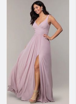 Faviana Pink Size 00 Floor Length Summer Side slit Dress on Queenly