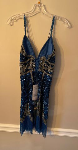Sherri Hill Blue Size 4 Euphoria Midi Homecoming Cocktail Dress on Queenly