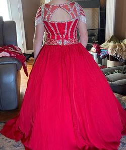 Little rosie Red Size 14 Floor Length Plus Size Ball gown on Queenly