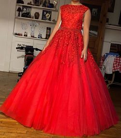 Sherri Hill Red Size 14 Black Tie Pageant Ball gown on Queenly