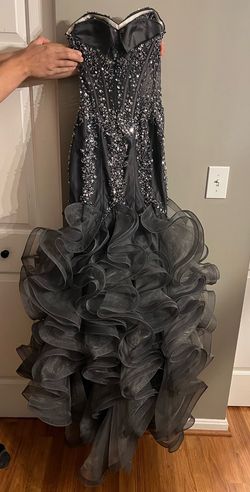 Jovani Silver Size 2 Floor Length Mermaid Dress on Queenly