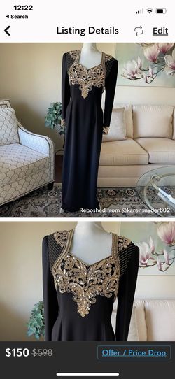 Jovani Gold Size 6 Prom Backless Long Sleeve Straight Dress on Queenly