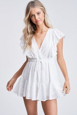 Style LR4510 The Clothing Company White Size 6 Mini Summer Jumpsuit Dress on Queenly