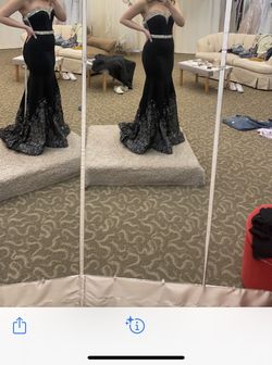 Tiffany Designs Black Size 4 Train Floor Length Mermaid Dress on Queenly