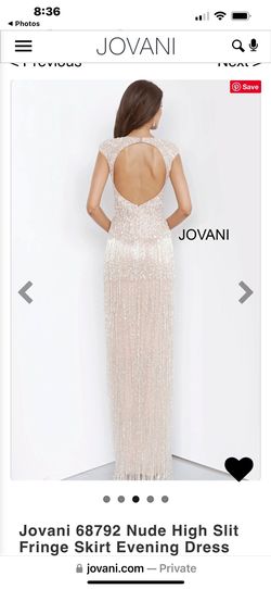 Jovani Nude Size 0 Prom Pageant Floor Length Side slit Dress on Queenly