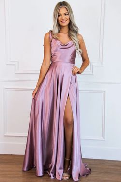 Bella and Bloom Purple Size 8 Side Slit Prom Silk A-line Dress on Queenly