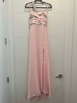 Faviana Light Pink Size 2 Floor Length Side slit Dress on Queenly