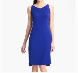 TAHARI Blue Size 6 New With Tag Sorority Formal Silk Straight Dress on Queenly