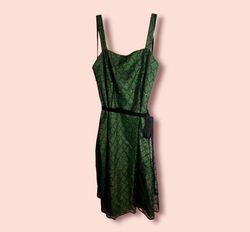 Dressbarn Green Size 18 Silk Floor Length Shiny Graduation A-line Dress on Queenly