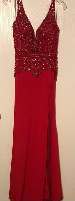 Mac Duggal Red Size 8 Floor Length Military Straight Dress on Queenly