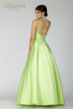 Style 231P0175 Terani Couture Green Size 10 Tall Height One Shoulder Floor Length A-line Dress on Queenly