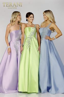 Style 231P0175 Terani Couture Green Size 10 Floor Length 231p0175 Military Tall Height A-line Dress on Queenly
