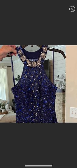 Mori Lee Blue Size 6 Nightclub Midi Prom Cocktail Dress on Queenly