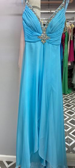 Mac Duggal Blue Size 0 Side Slit Floor Length A-line Dress on Queenly