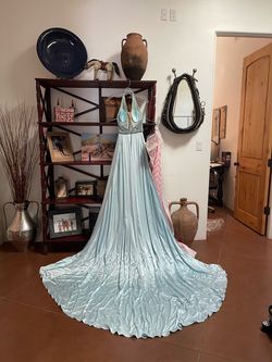 Sherri Hill Blue Size 0 Pageant Floor Length Prom Ball gown on Queenly