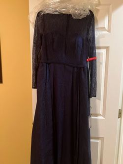 Mac Duggal Blue Size 10 Floor Length Black Tie Navy Straight Dress on Queenly