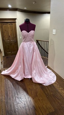 Jovani Pink Size 4 Side Slit Strapless Free Shipping Short Height Train Dress on Queenly