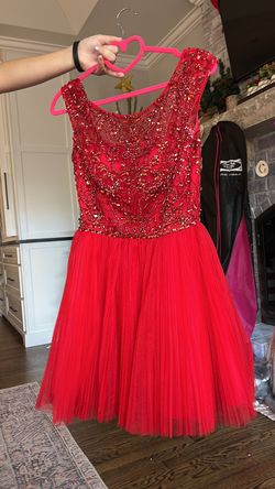 Sherri Hill Red Size 4 Homecoming Beaded Top Winter Formal Cocktail Dress on Queenly