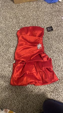 Pacific plex Red Size 0 Fun Fashion Silk Midi Strapless Cocktail Dress on Queenly