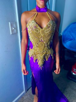 Aloi designs Purple Size 4 Floor Length Silk Short Height 50 Off Mermaid Dress on Queenly