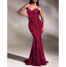 Style Fuchsia Sequined Sweetheart Neckline Strapless Ball Gown Cinderella Divine Pink Size 8 Floor Length Sequin Mermaid Dress on Queenly