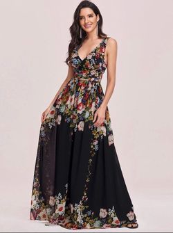 Ever Pretty Black Size 4 Pageant Print Floral Prom Ball gown on Queenly
