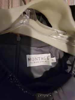 MONTAGUE Silver Size 16 Black Tie Plus Size Floor Length A-line Dress on Queenly