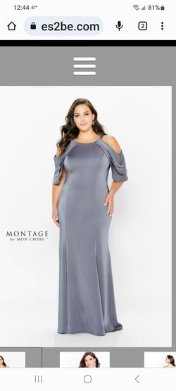 MONTAGUE Silver Size 16 Black Tie Plus Size Floor Length A-line Dress on Queenly