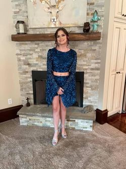 Ashley Lauren Blue Size 0 Black Tie Floor Length Jumpsuit Dress on Queenly