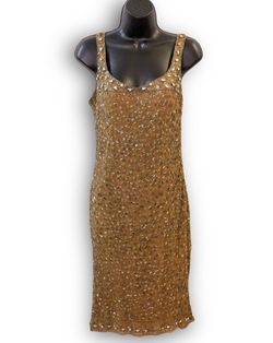 Badgley Mischka Gold Size 2 Pageant Silk Vintage Cocktail Dress on Queenly