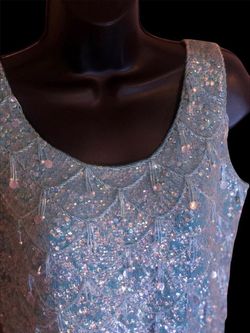 Vintage Hand-Beaded Blue Size 6 Floor Length Vintage Ball gown on Queenly