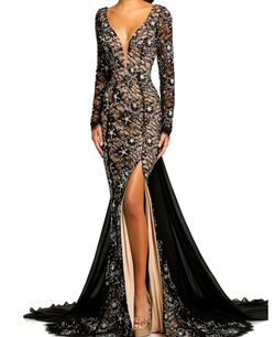 Johnathan Kayne Black Tie Size 0 Medium Height Floor Length Pageant Side slit Dress on Queenly