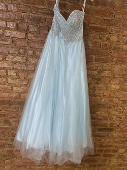 Cecily Brown Blue Size 6 Sweetheart Sequin Medium Height Ball gown on Queenly