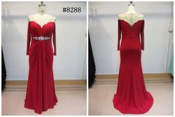 Style 8288 long sleeve empire waist evening gown Darius Cordell Red Size 18 Plus Size Custom Long Sleeve Straight Dress on Queenly