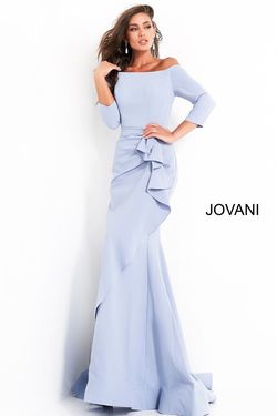 Style 00446 Jovani Light Blue Size 6 Tall Height Mermaid Dress on Queenly