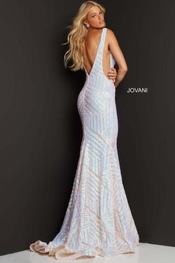 Style 59762 Jovani White Size 14 Floor Length Sequin Mermaid Dress on Queenly